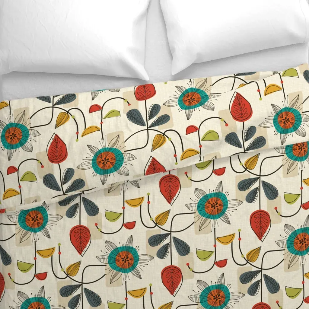 1950's Mid Century Duvet Cover - Teal alternate view