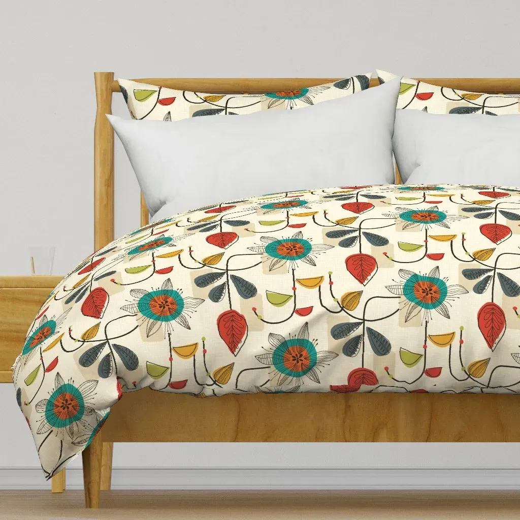 1950's Mid Century Duvet Cover - Teal product