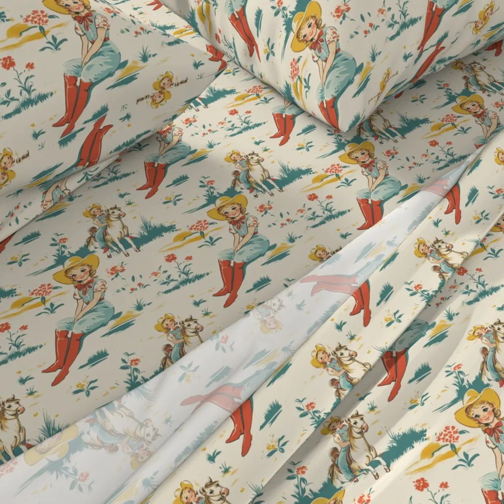 1950s Rodeo Princess Queen Sheet Set - Off-White alternate view