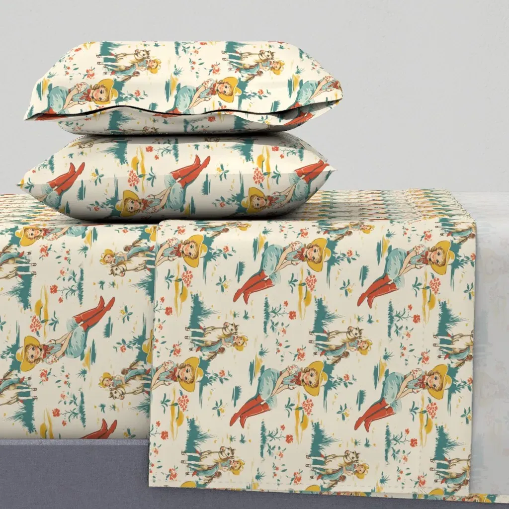 1950s Rodeo Princess Queen Sheet Set - Off-White product