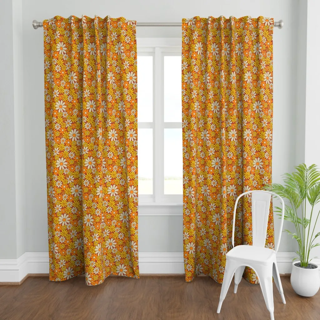 1960 Flower Power Curtain Panel - Orange product