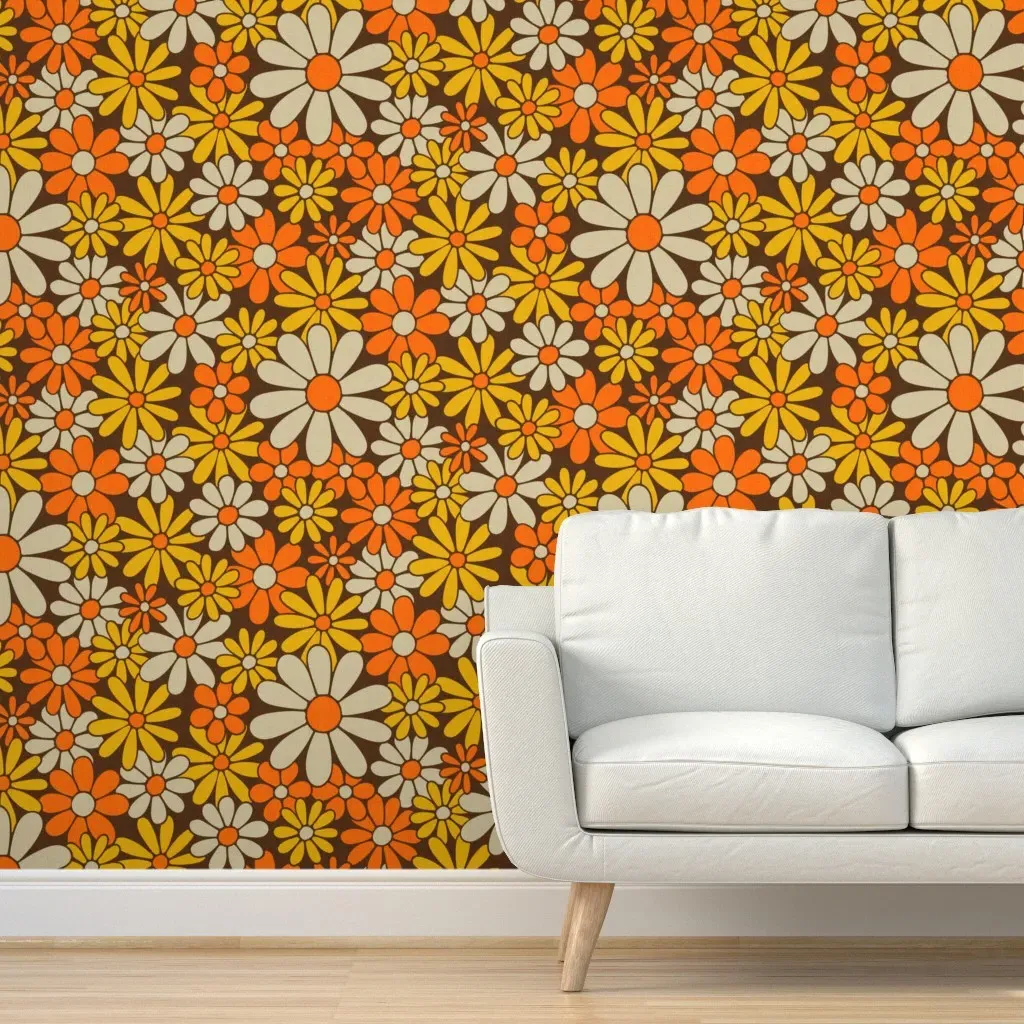 1960 Flower Power Peel and Stick Wallpaper - Removable product