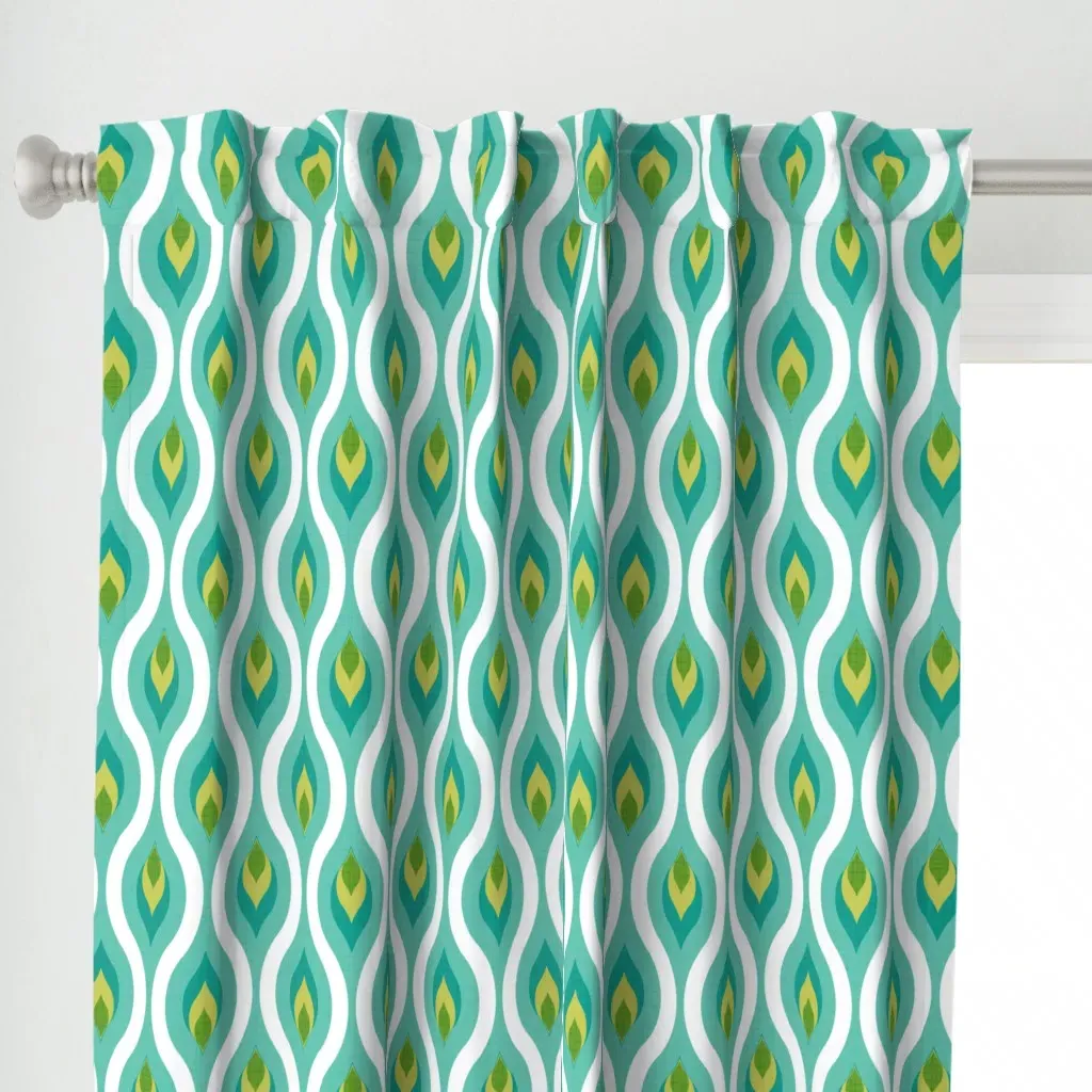 1960s Retro Atomic Curtain Panel - Teal alternate view