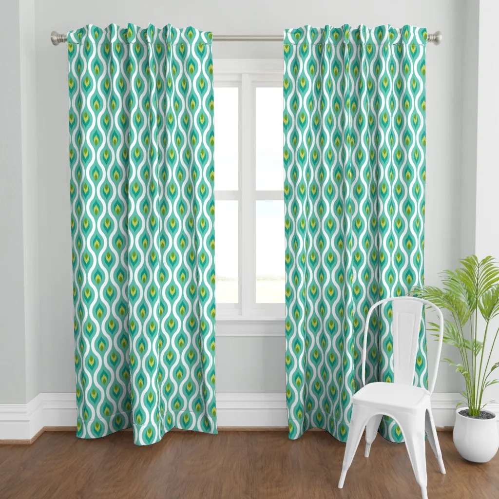 1960s Retro Atomic Curtain Panel - Teal product
