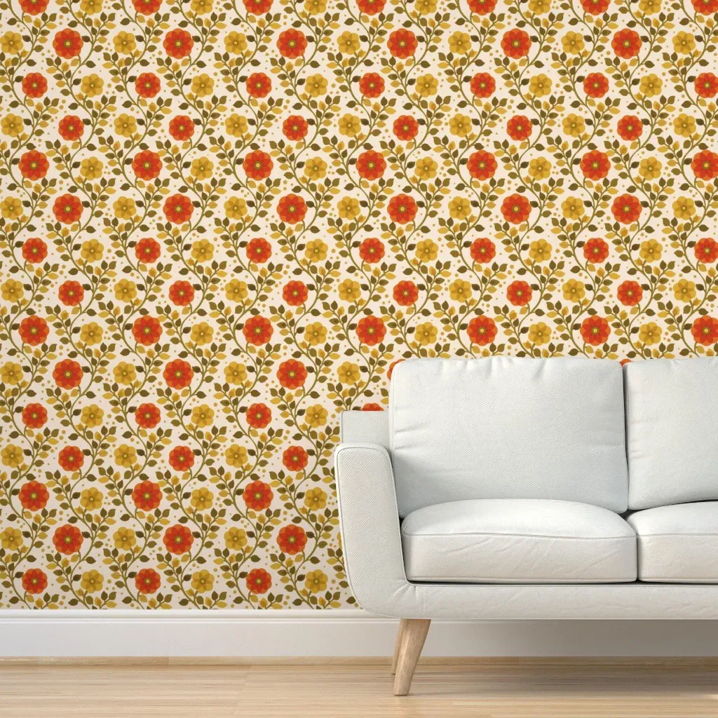 1970's Ramage Peel and Stick Wallpaper - Orange product
