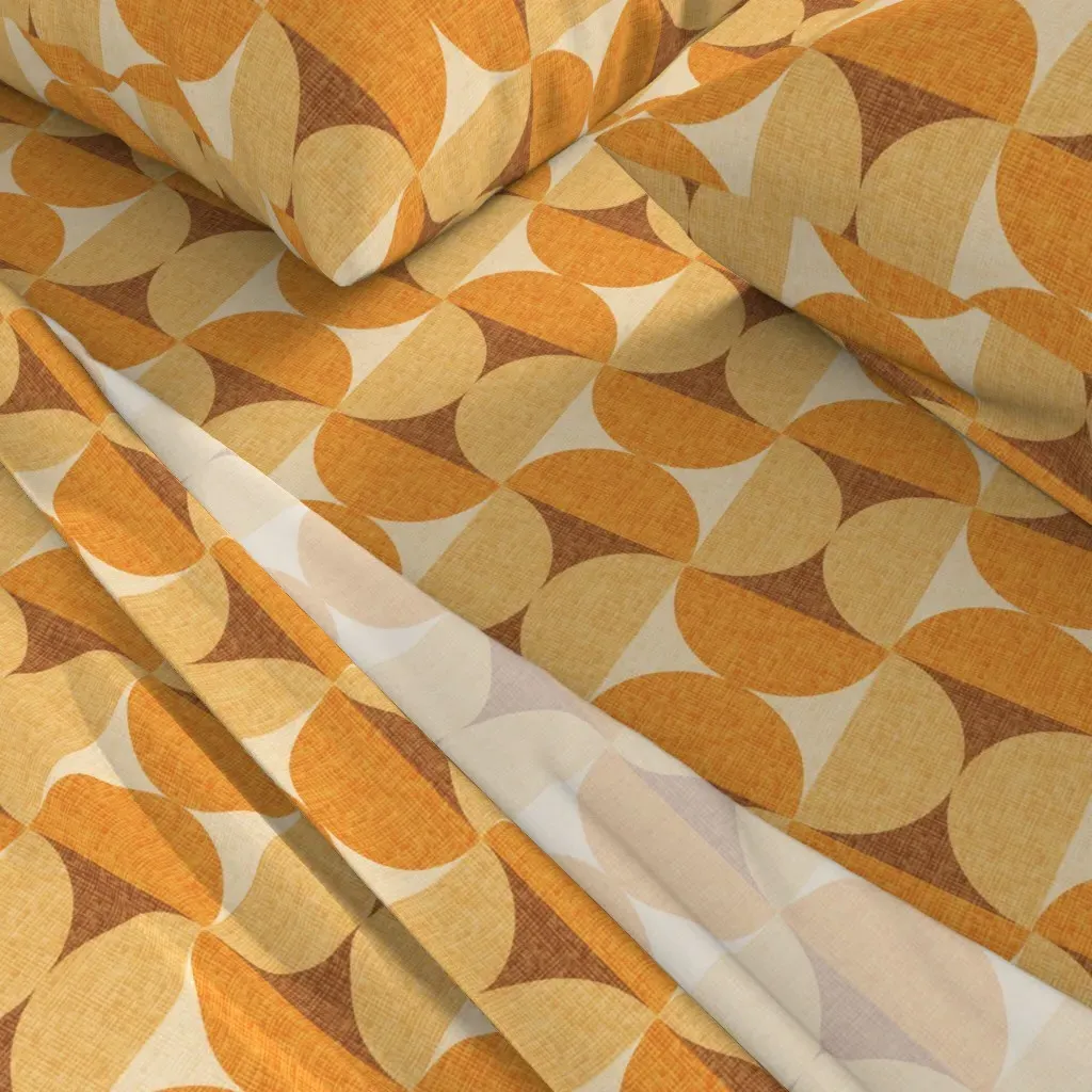 1970s Retro Geo Semi Circles Twin XL Sheet Set - Orange alternate view