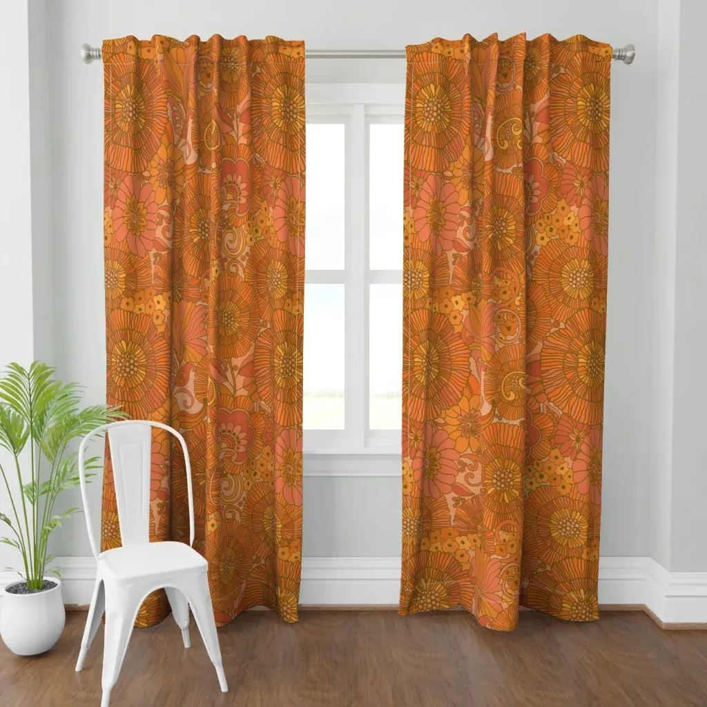 1970s Retro Muumuu Large Curtain Panel - Burnt Orange product
