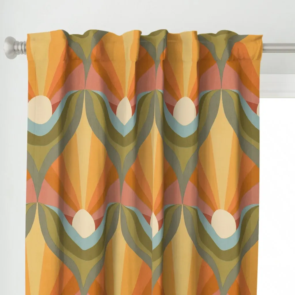 1970s Sunshine Groovy Curtain Panel - Orange alternate view