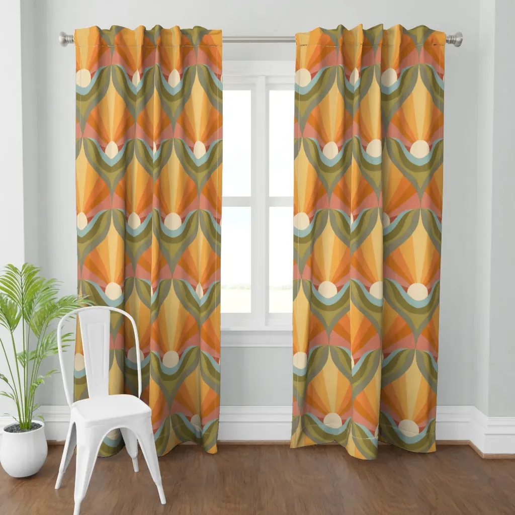1970s Sunshine Groovy Curtain Panel - Orange product