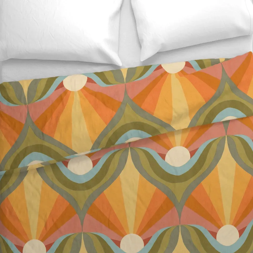1970s Sunshine Groovy Duvet Cover - Orange alternate view