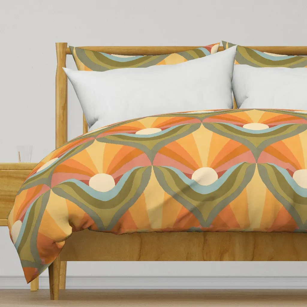 1970s Sunshine Groovy Duvet Cover - Orange product
