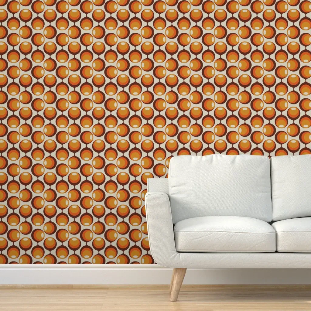 1970's Time Warp Mid Century Mod Magic Peel and Stick Wallpaper - Burnt Orange product