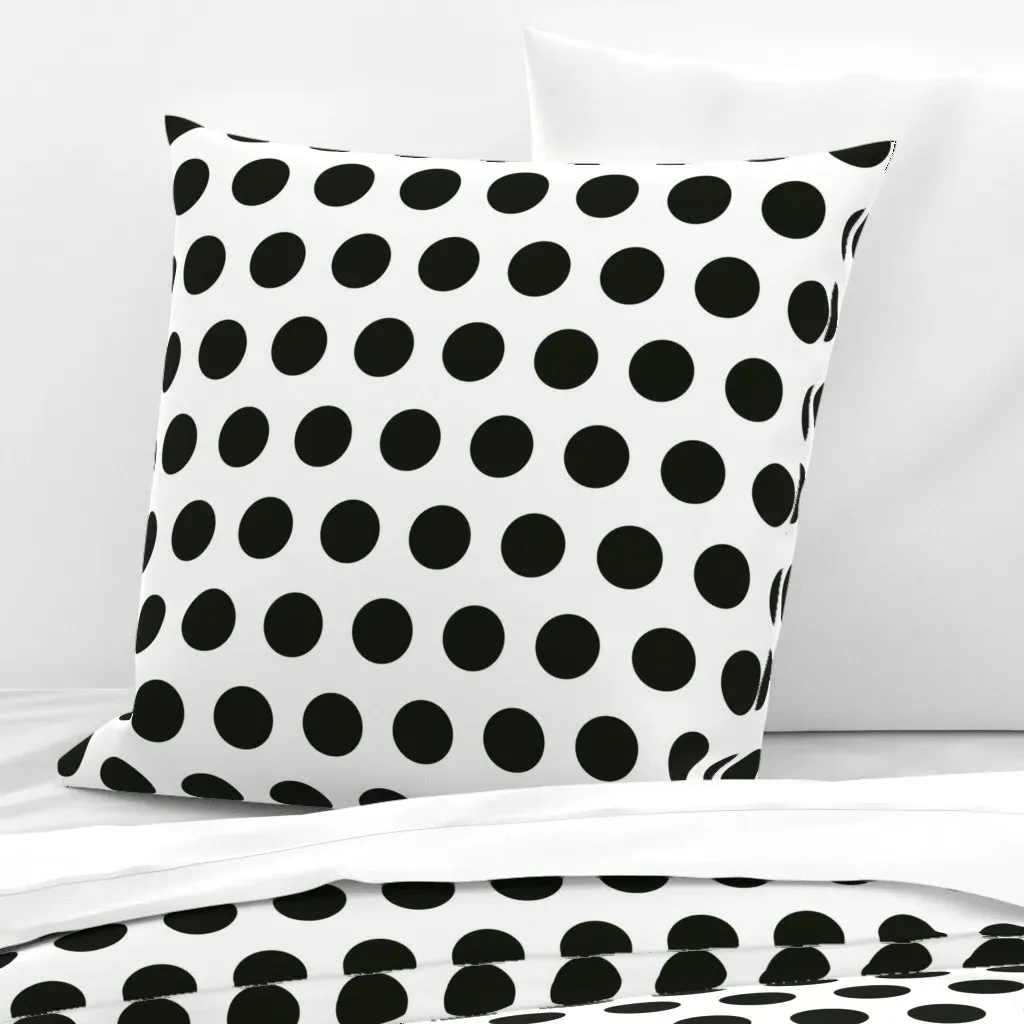 2" Polka Dots Euro Pillow Sham - Black, White product