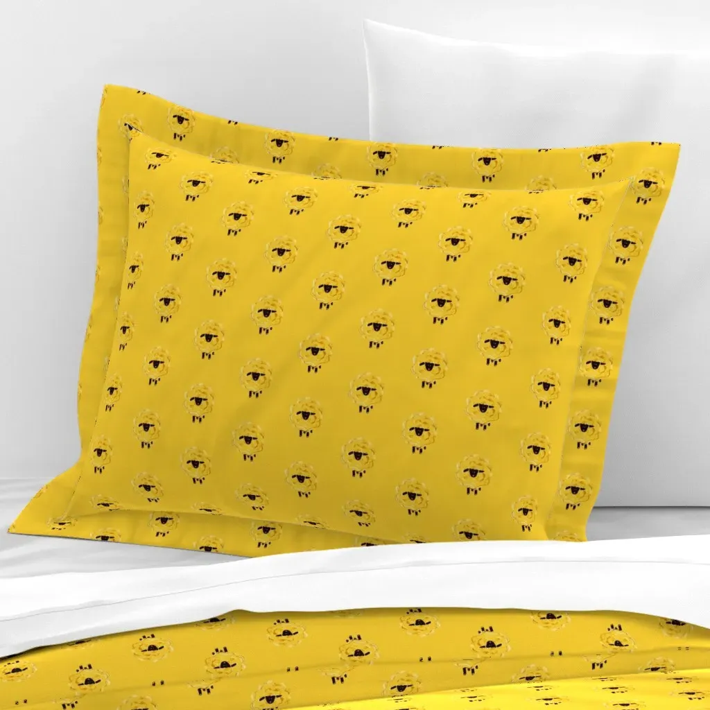 203Sheep1Ycaps Standard Flanged Pillowcase - Golden Yellow, Cotton Sateen product