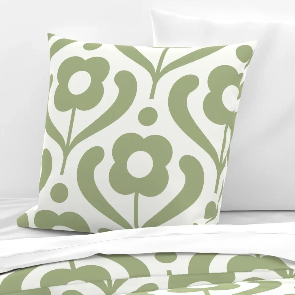 2724 G Extra Large Retro Daisies Euro Pillow Sham - Sage Green product