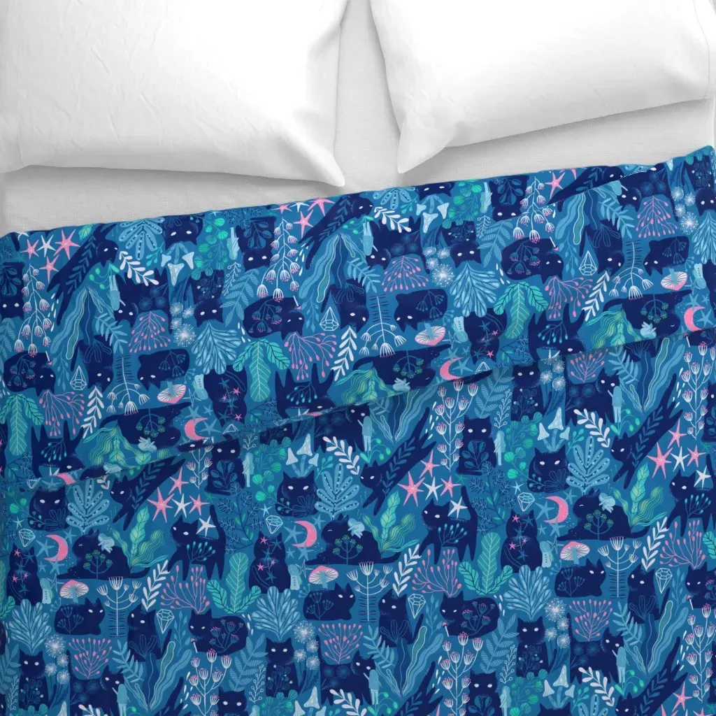 3-4 Inch Cats Meowgical Duvet Cover - Dark Teal alternate view
