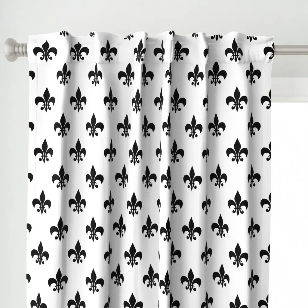 3 Inch Black Fleur-De-Lis Curtain Panel - Black alternate view