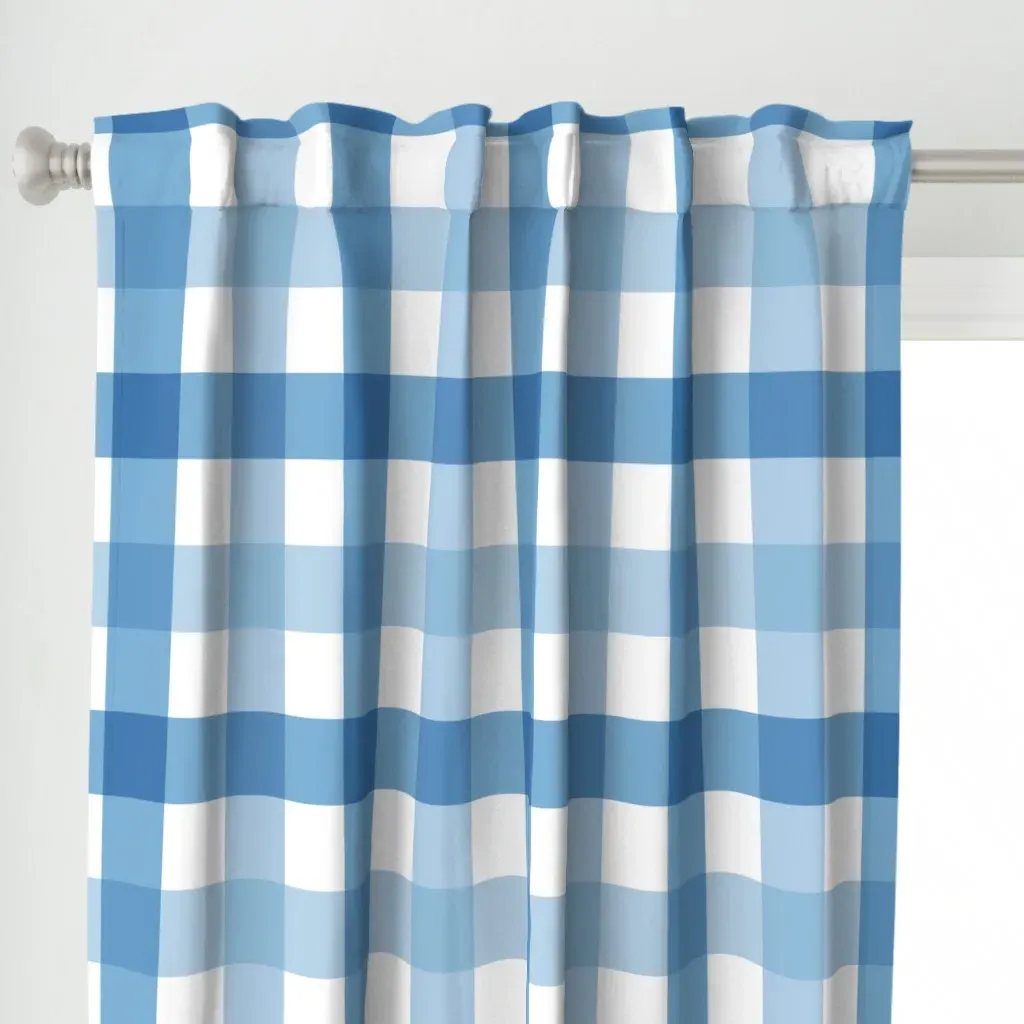 3-Inch Buffalo Plaid Curtain Panel - Blue alternate view