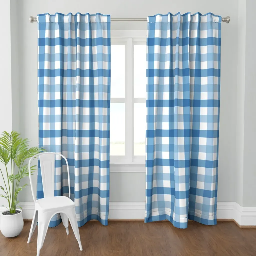 3-Inch Buffalo Plaid Curtain Panel - Blue product