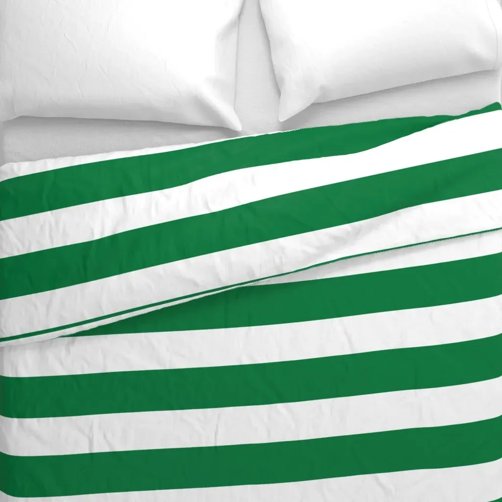 3 Inch Rugby Stripe Duvet Cover - Green alternate view