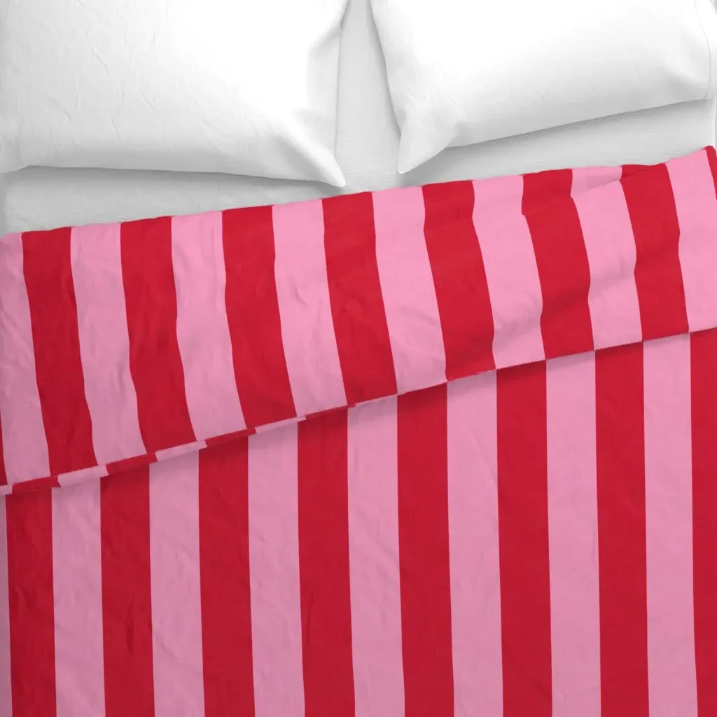 3 Inch Textured Cabana Stripe Duvet Cover - Red alternate view