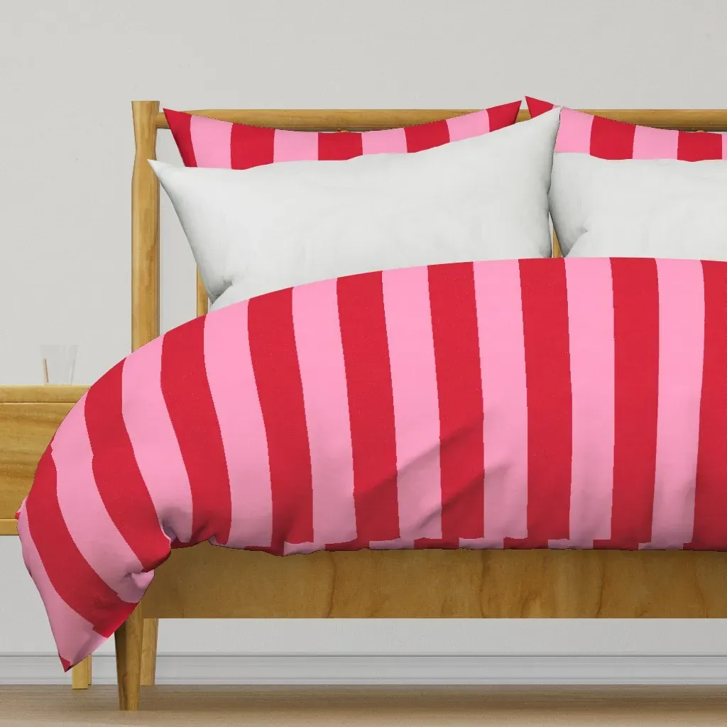 3 Inch Textured Cabana Stripe Duvet Cover - Red product
