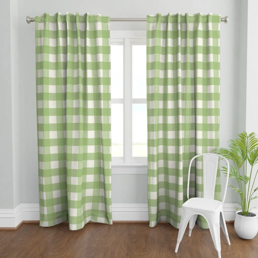 3" Spring Green Cream Curtain Panel - Sage Green product