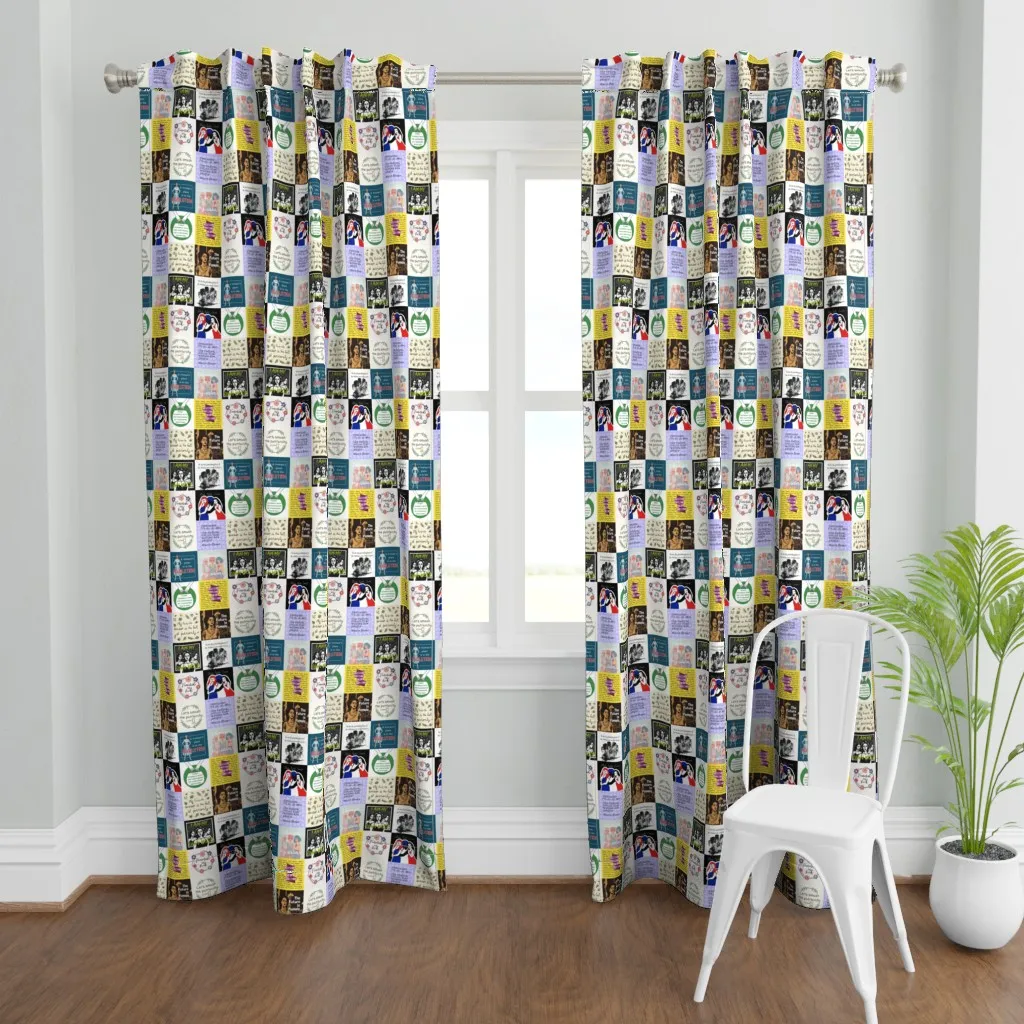 3" Squares Feminist Curtain Panel - Black product