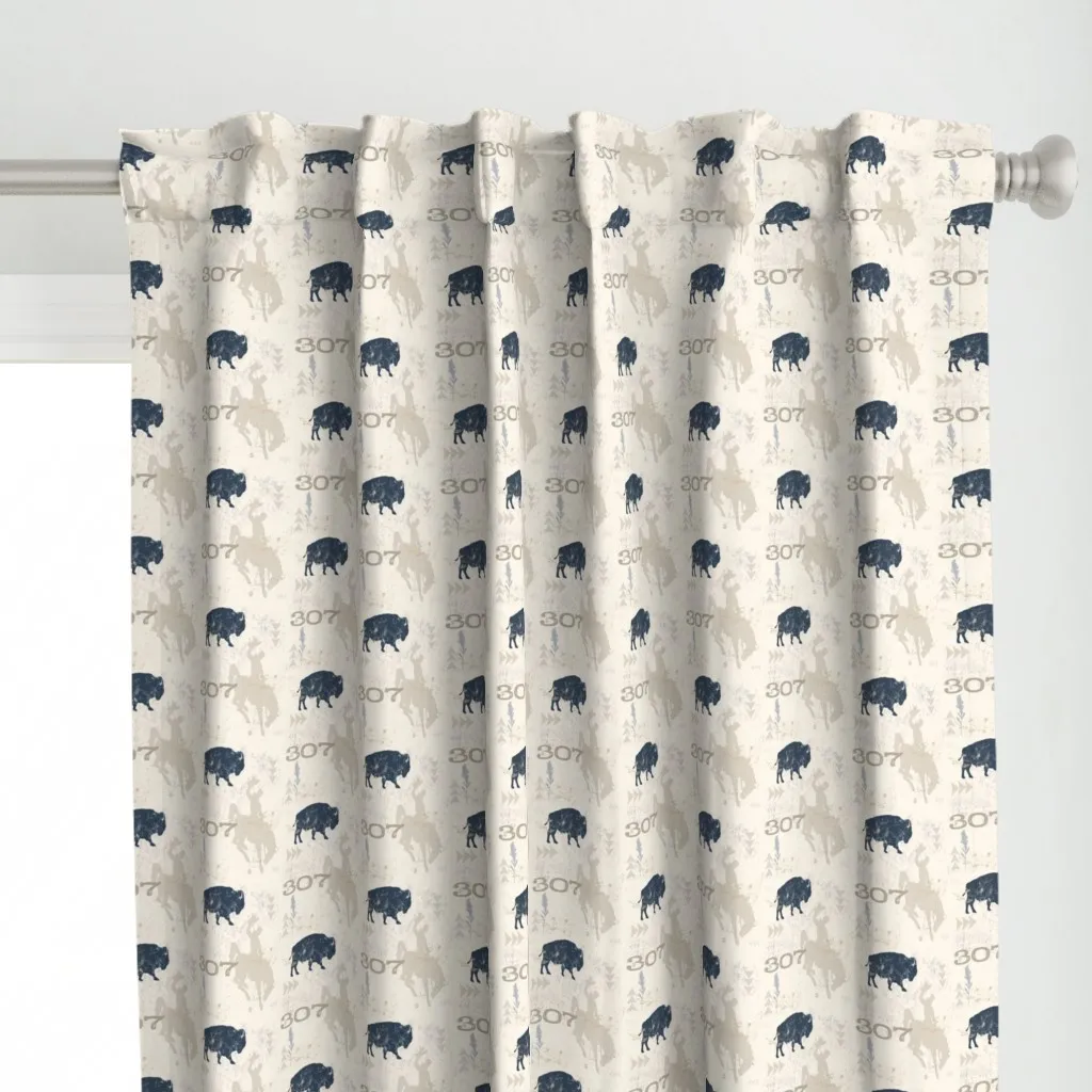 307 Wyoming Things Curtain Panel - Navy Blue alternate view