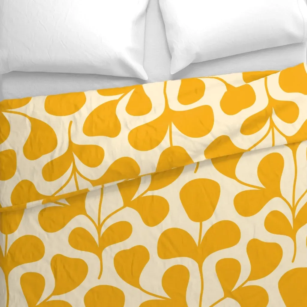 3482 G Large Abstract Flower Duvet Cover - Mustard Yellow alternate view