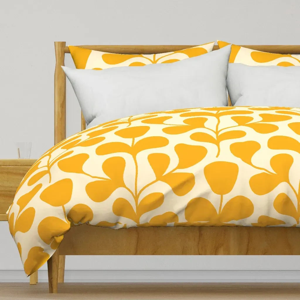 3482 G Large Abstract Flower Duvet Cover - Mustard Yellow product