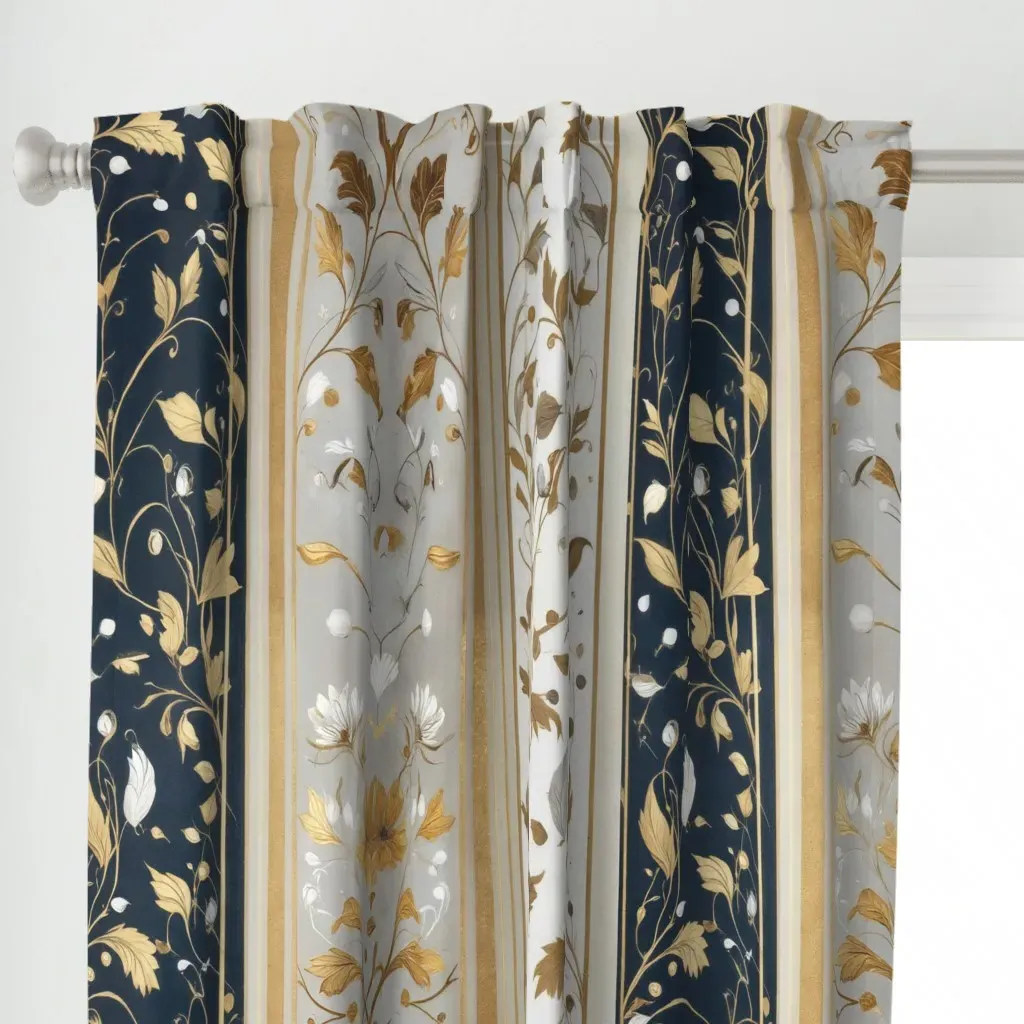 36" Curtain Panel - Silver Gold Blue alternate view
