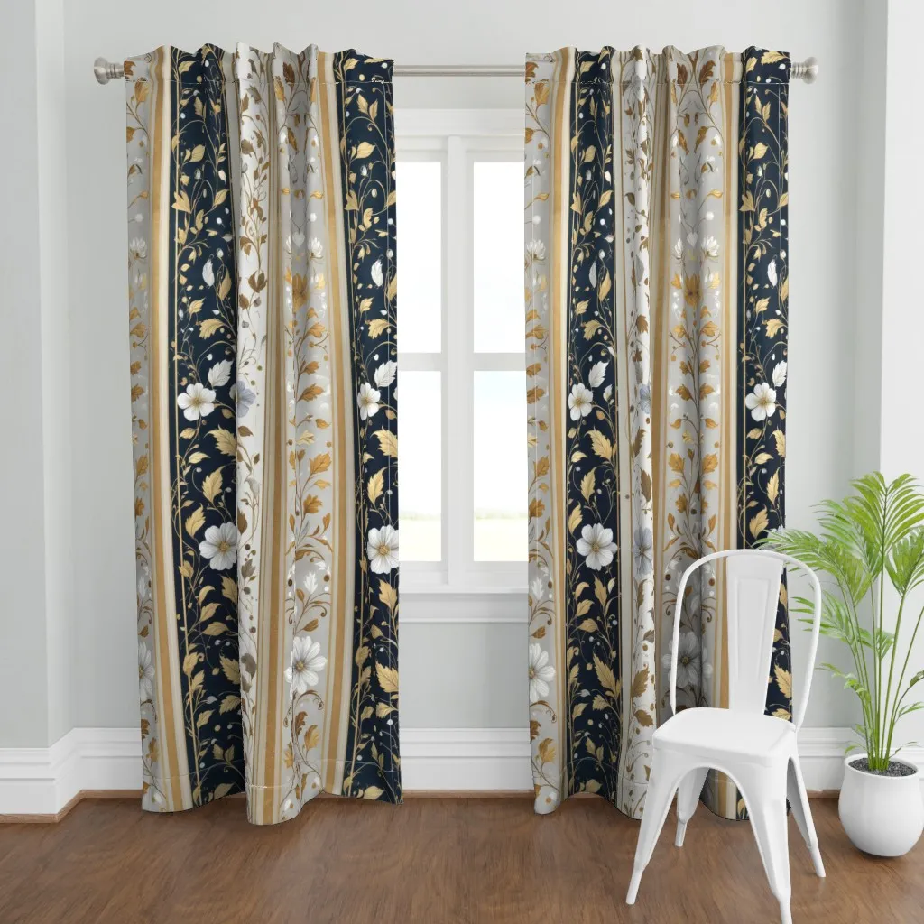 36" Curtain Panel - Silver Gold Blue product