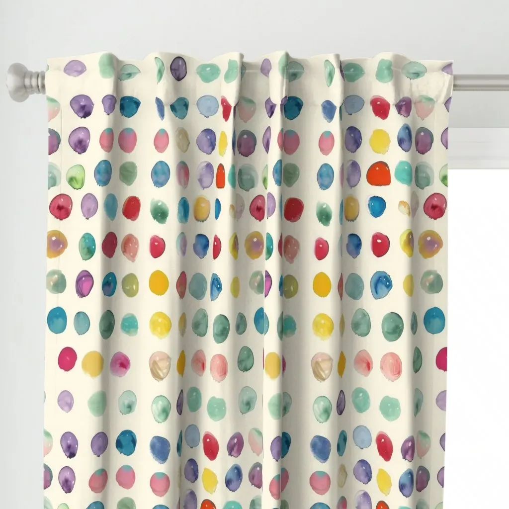394 Dots And Spots Curtain Panel - Off-White alternate view