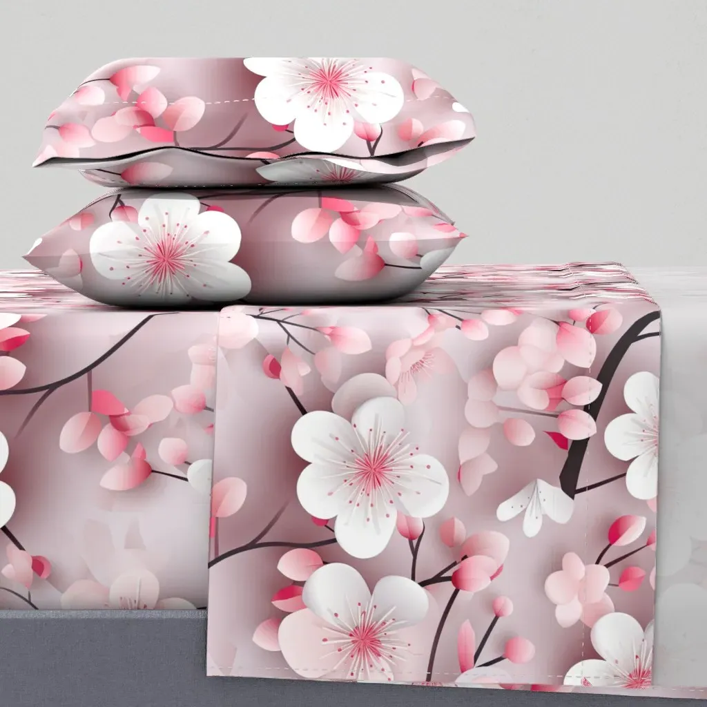 3D Cheerful Cherry Blossoms King Sheet Set - Pink product