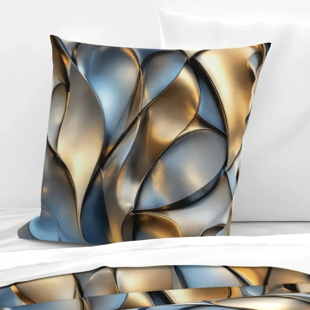 3D Metallic Sculptural Tiles Double-Length Euro Pillow Sham - Silver product