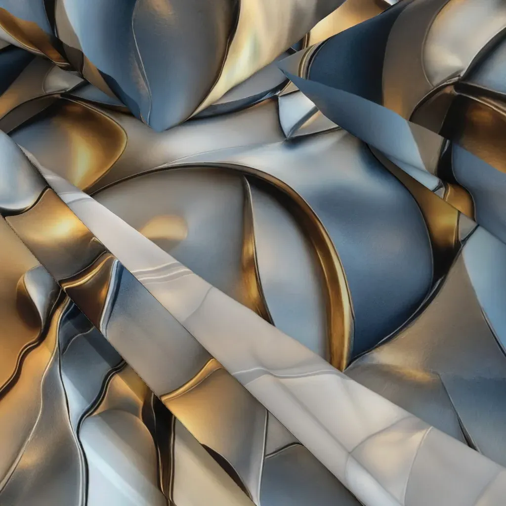 3D Metallic Sculptural Tiles Queen Sheet Set - Silver, Gold alternate view