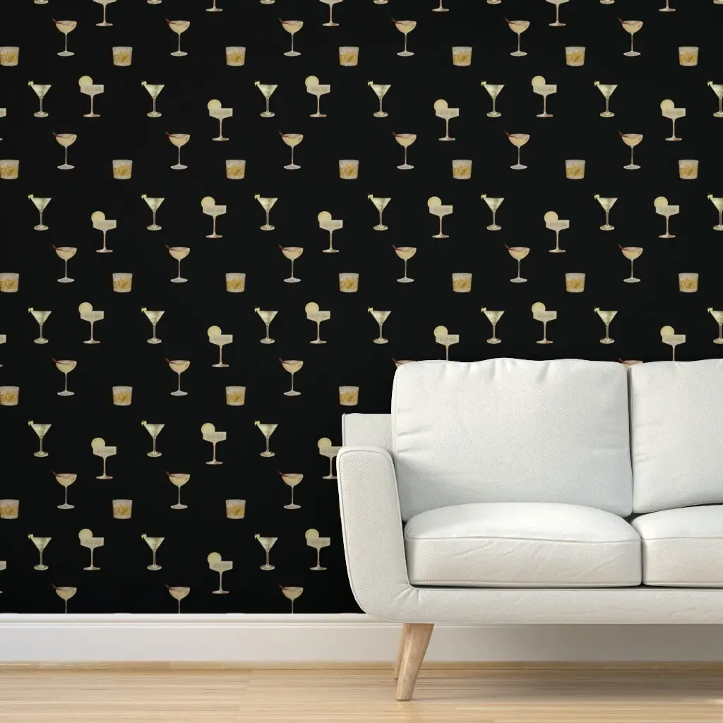 4 Cocktails Peel and Stick Wallpaper Removable - Light Gold product
