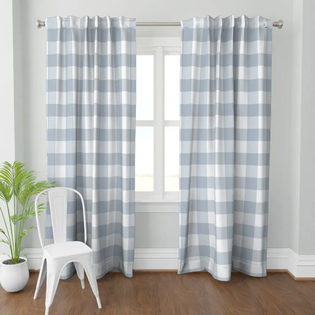 4" Gingham Check Curtain Panel - Light Blue product