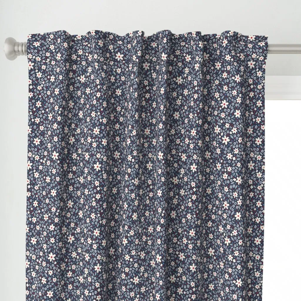 4th of July Summer Ditsy Curtain Panel - White alternate view