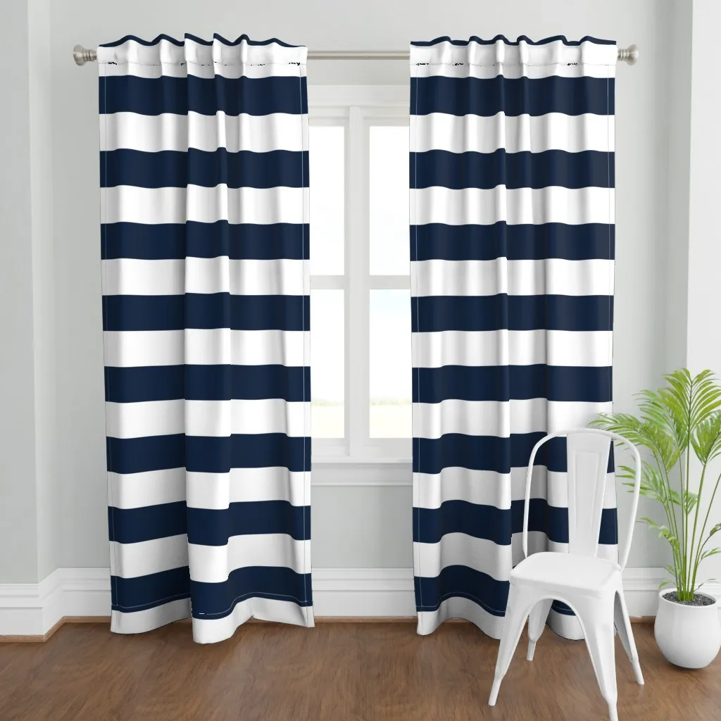 5 Inch Wide Preppy Curtain Panel - Navy Blue product