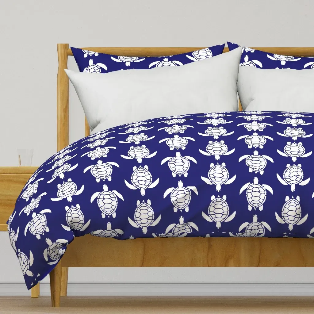6 Inch White Turtles Duvet Cover - White product