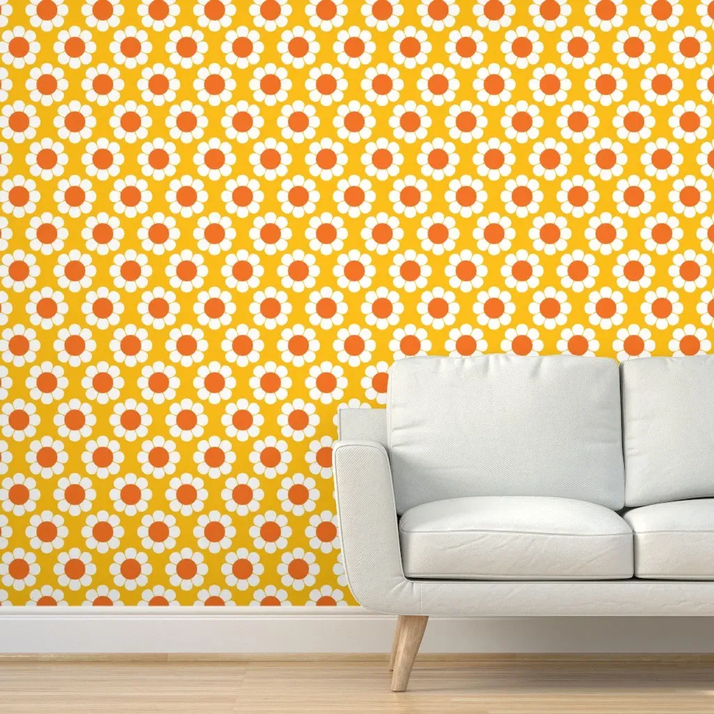 60s Retro Floral Peel and Stick Wallpaper - Orange product