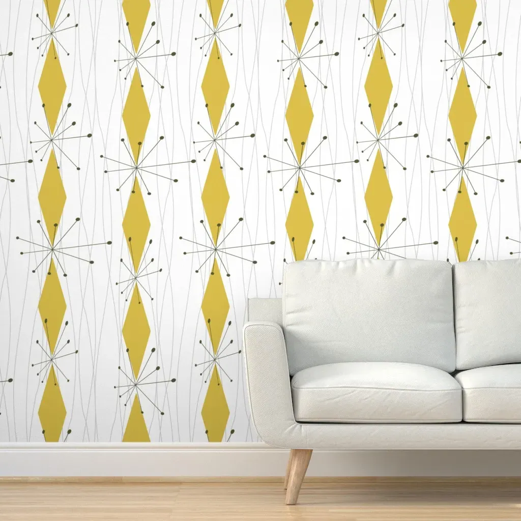 60S Xtra Large Peel and Stick Wallpaper - Mustard Yellow product