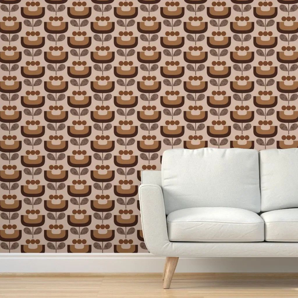 70S Blooms Peel and Stick Wallpaper - Brown product