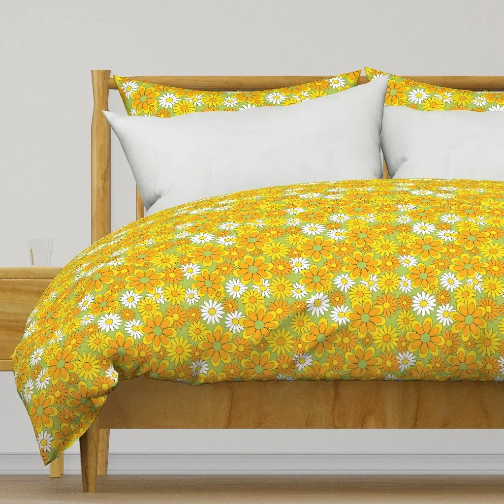 70S Flower Power Duvet Cover - Yellow-Orange product