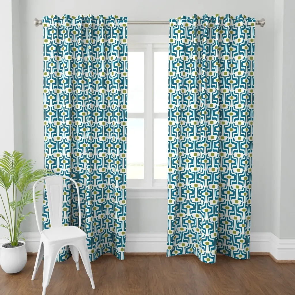 70's Geo Curtain Panel - Teal product