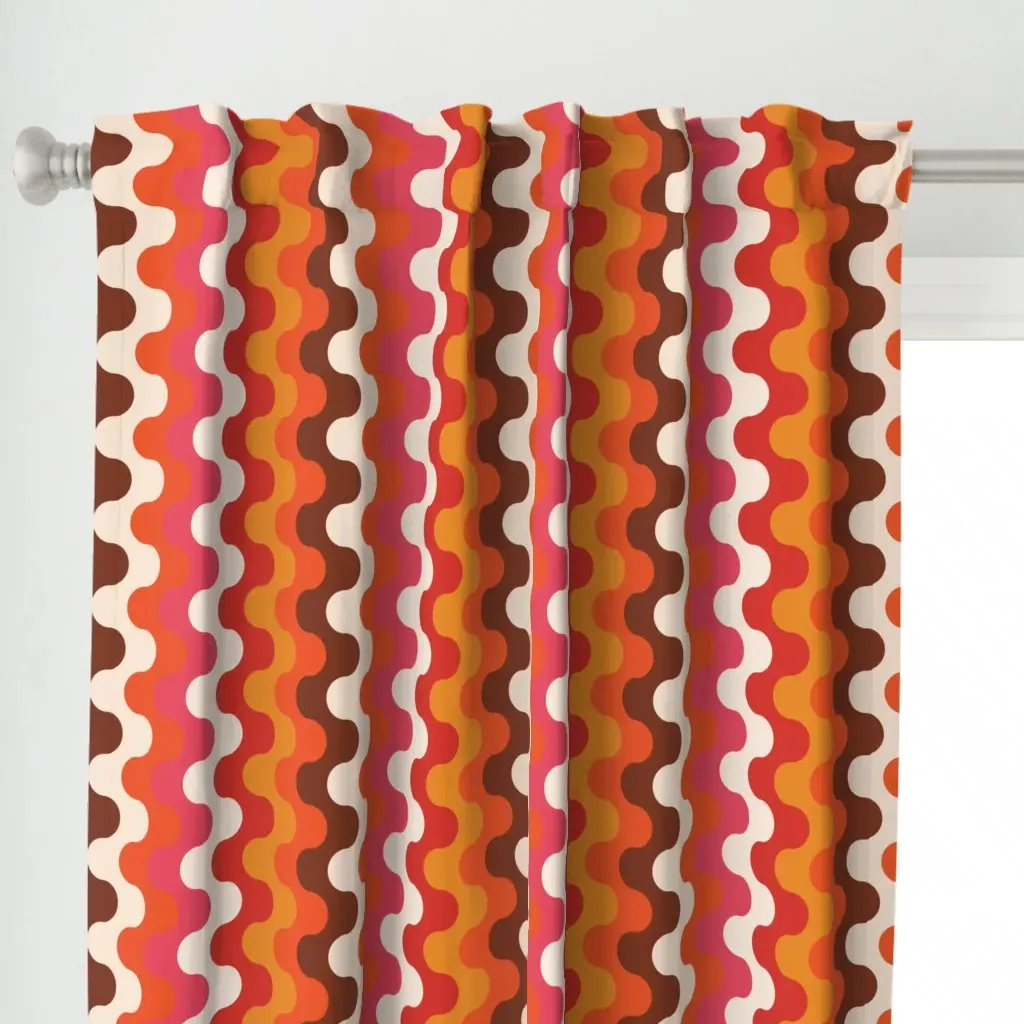 70S Groovy Curtain Panel - Orange alternate view