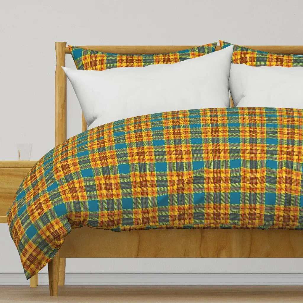 70S Plaid Duvet Cover - Yellow product