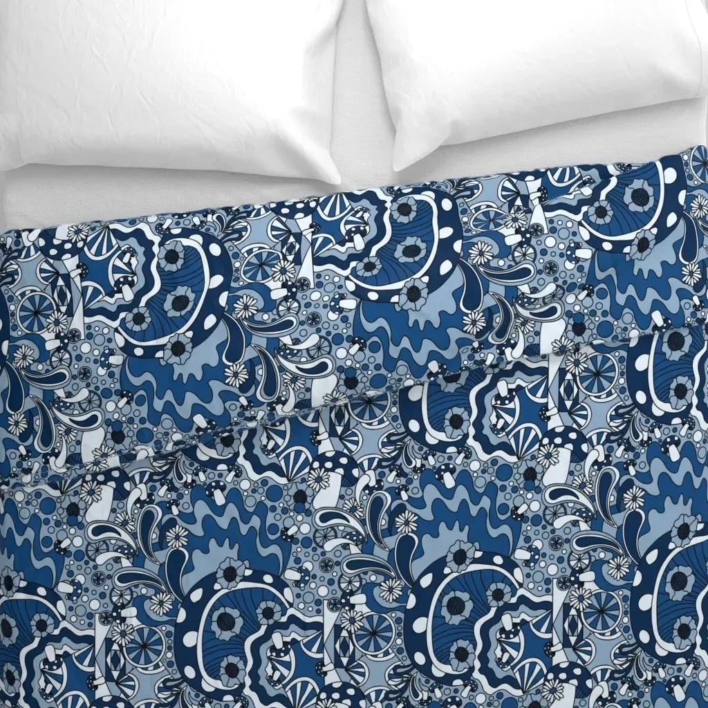 70S Psychedelic Monotone Duvet Cover - Dark Blue alternate view